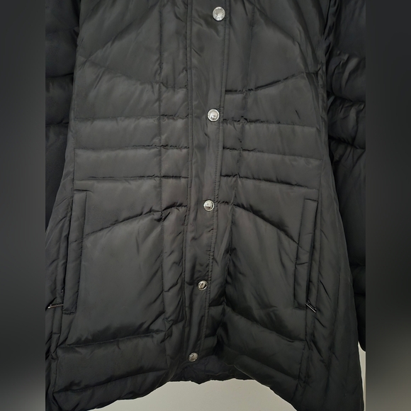 London Fog Puffer Coat with Faux Fur Trim - Picture 4 of 14